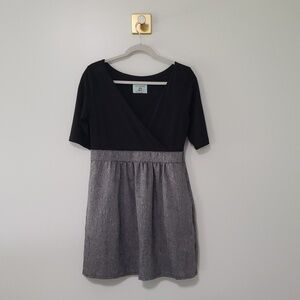 Judith March Anthropologie Mini Dress Black Gray Medium Large Office Corpcore